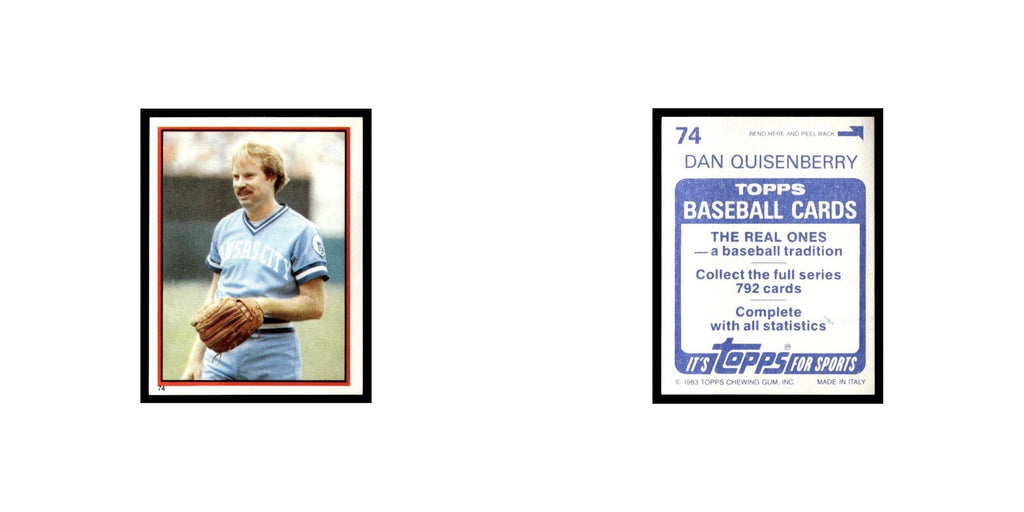 Dan Quisenberry 1983 Topps Stickers #74 Kansas City Royals Baseball Card NM