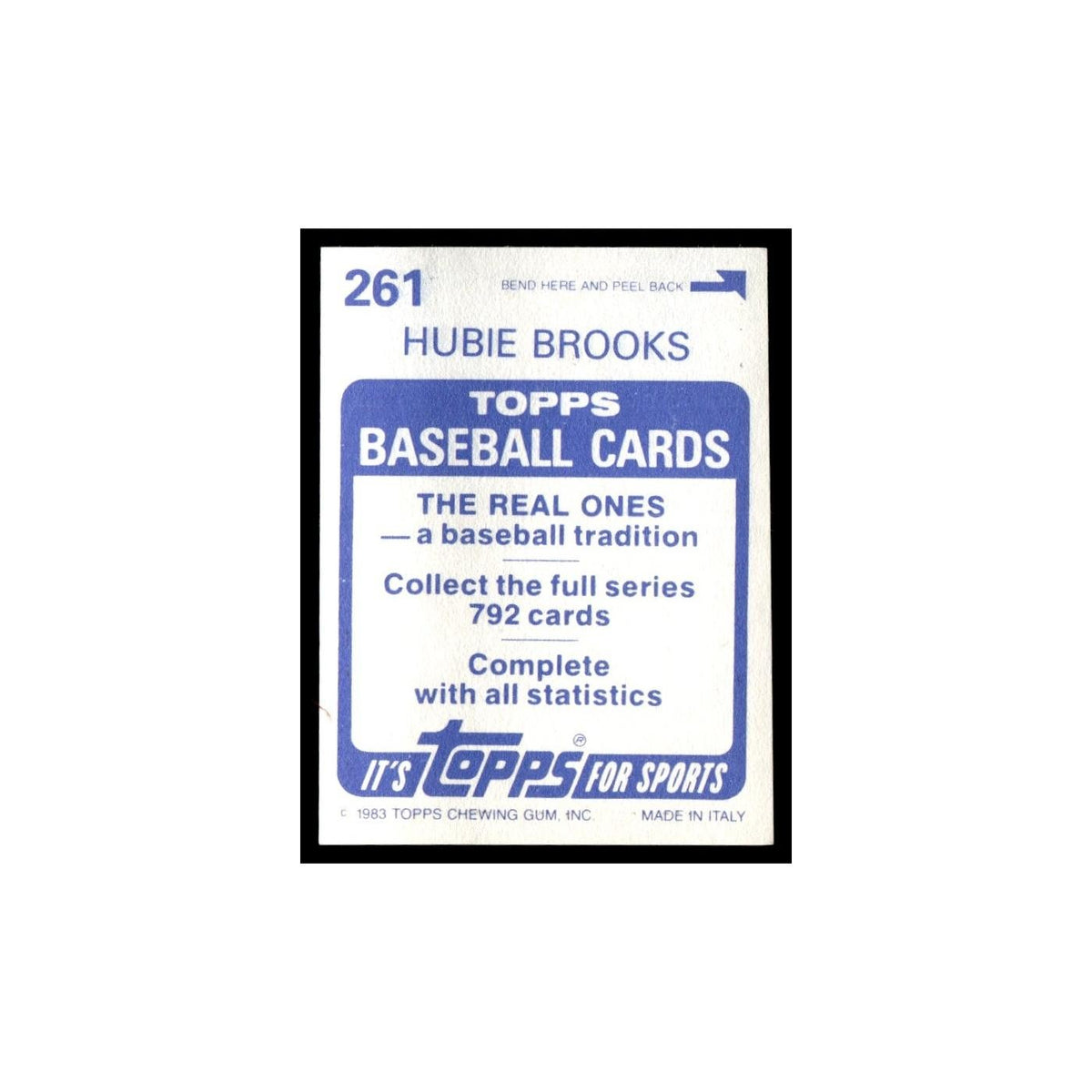 Hubie Brooks 1983 Topps Stickers #261 New York Mets Baseball Card NM