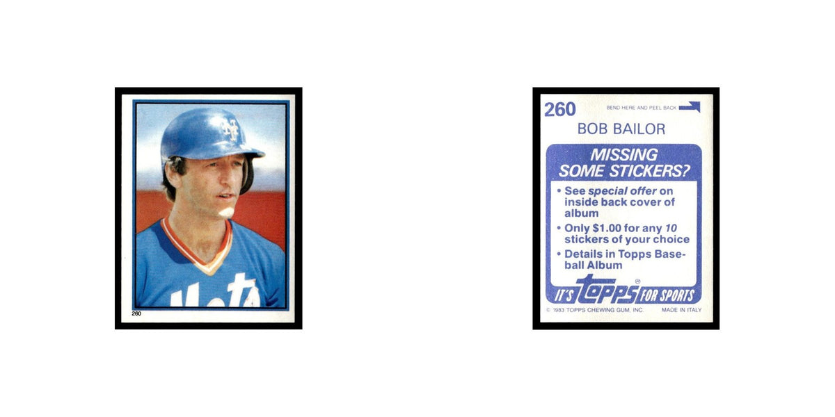 Bob Bailor 1983 Topps Stickers #260 New York Mets Baseball Card NM