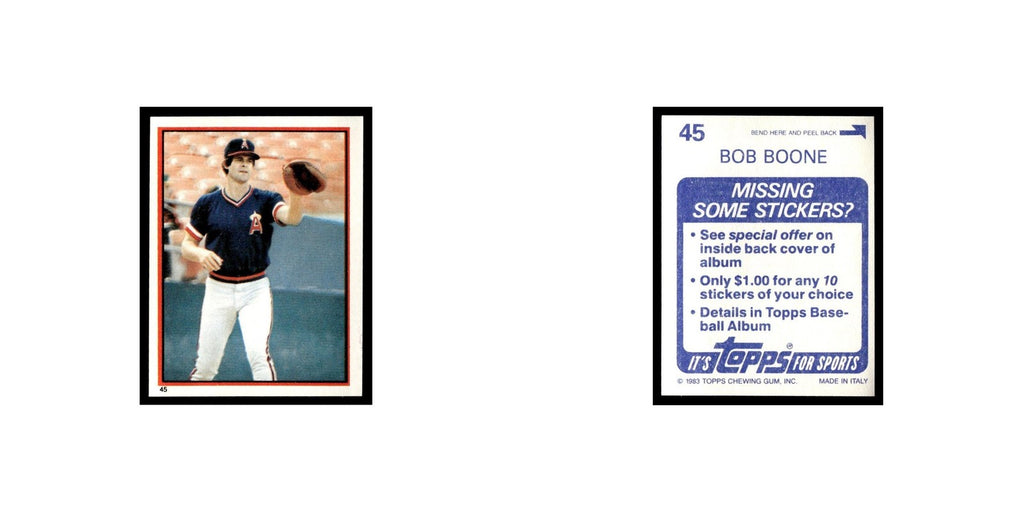 Bob Boone 1983 Topps Stickers #45 California Angels Baseball Card NM