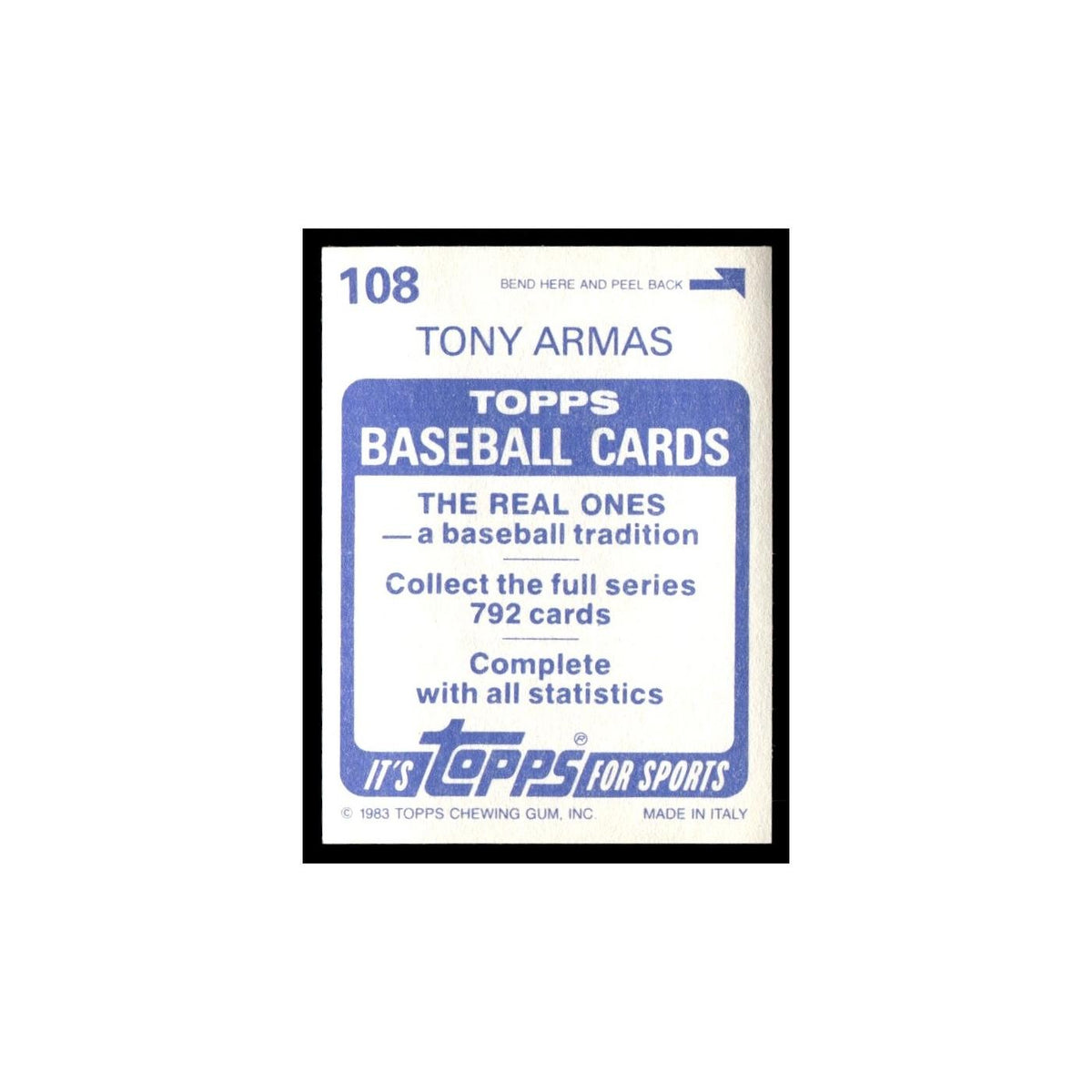 Tony Armas 1983 Topps Stickers #108 Oakland Athletics Baseball Card NM