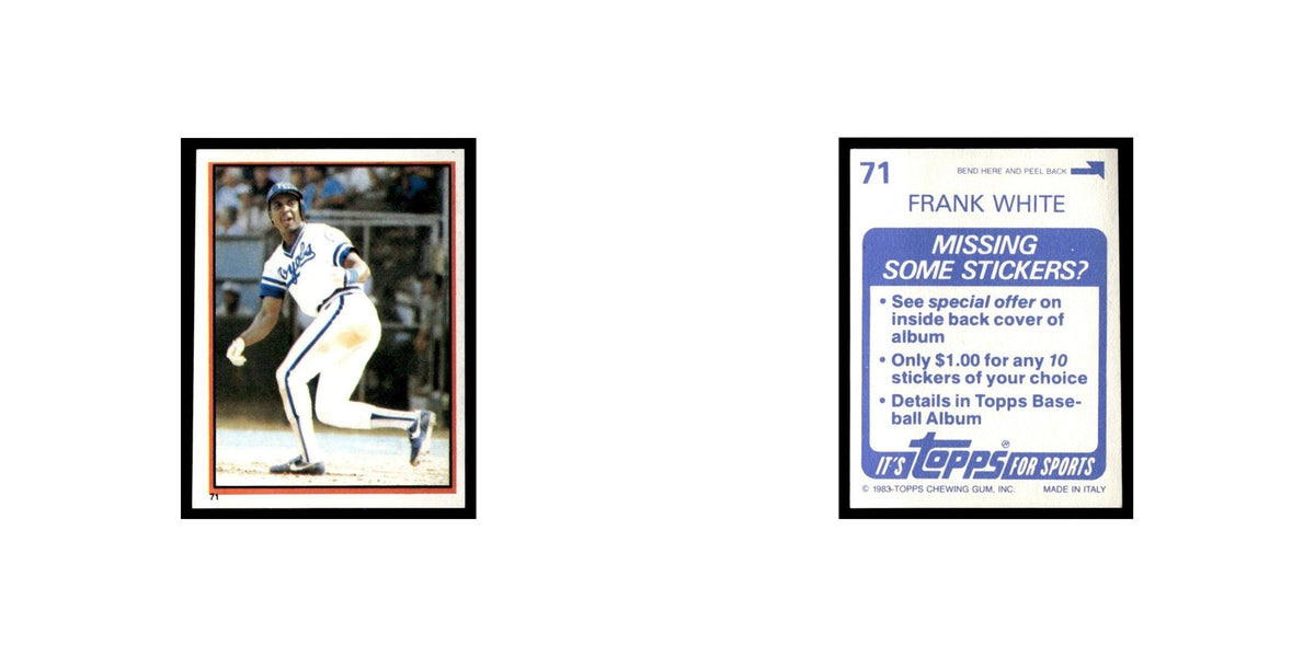 Frank White 1983 Topps Stickers #71 Kansas City Royals Baseball Card NM