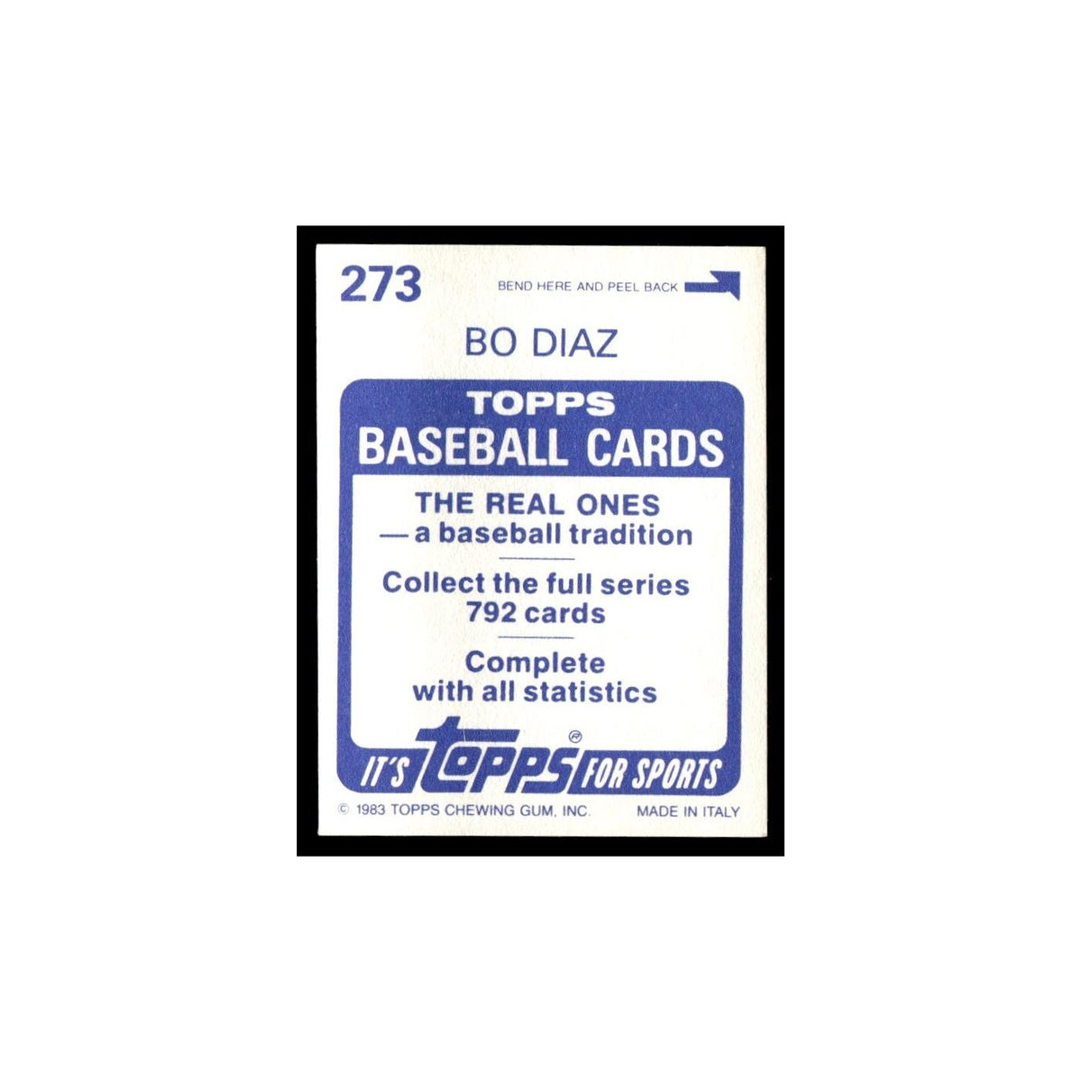 Bo Diaz 1983 Topps Stickers #273 Philadelphia Phillies Baseball Card NM