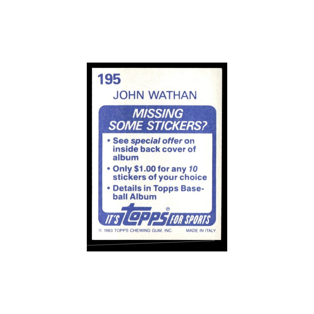 John Wathan 1983 Topps Stickers #195 Kansas City Royals Baseball Card NM