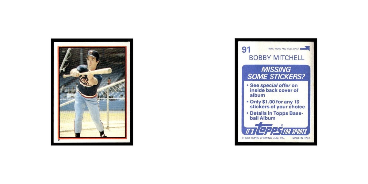 Bobby Mitchell 1983 Topps Stickers #91 Minnesota Twins Baseball Card NM