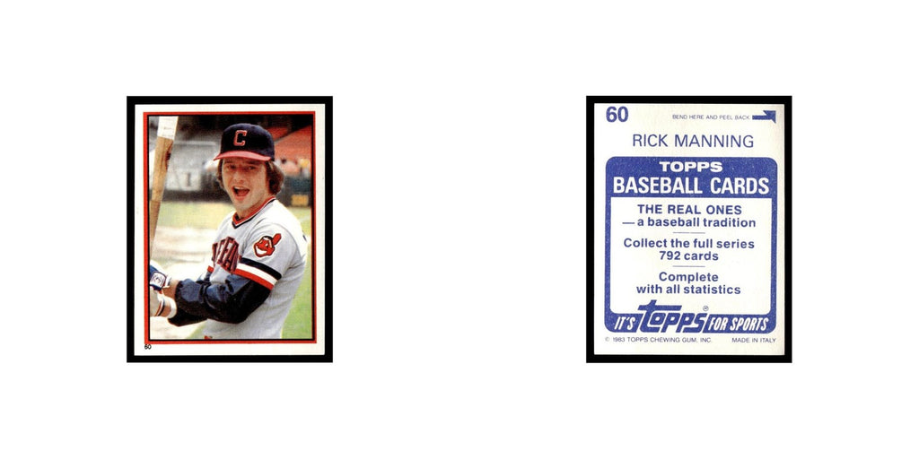 Rick Manning 1983 Topps Stickers #60 Cleveland Indians Baseball Card NM