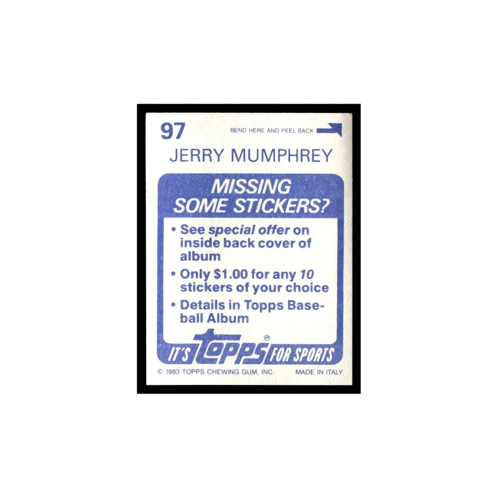 Jerry Mumphrey 1983 Topps Stickers #97 New York Yankees Baseball Card NM