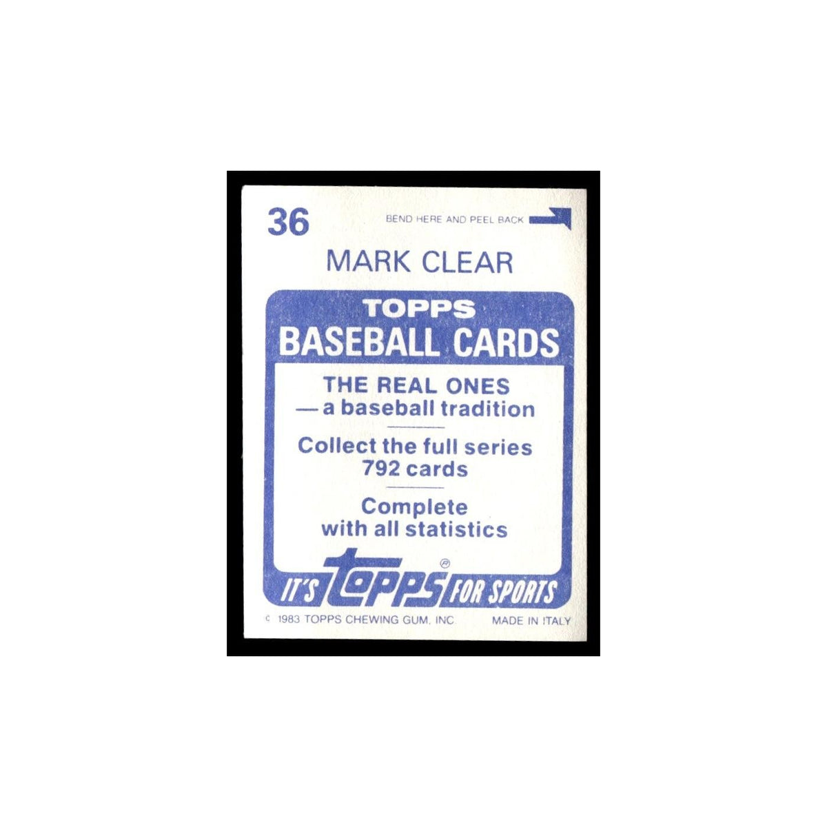 Mark Clear 1983 Topps Stickers #36 Boston Red Sox Baseball Card NM