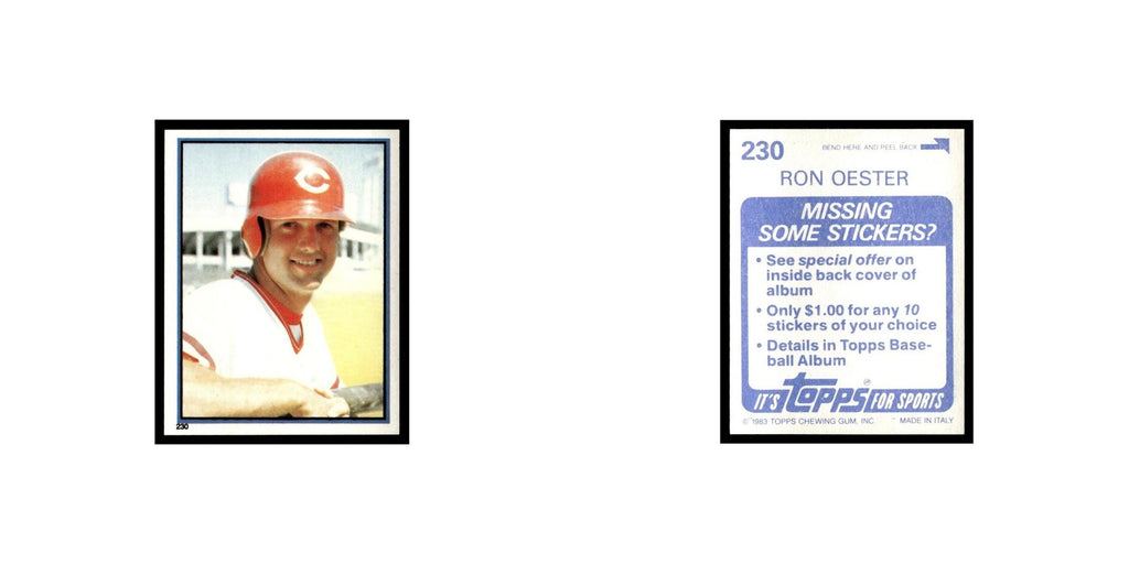 Ron Oester 1983 Topps Stickers #230 Cincinnati Reds Baseball Card NM