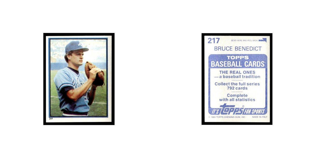 Bruce Benedict 1983 Topps Stickers #217 Atlanta Braves Baseball Card NM