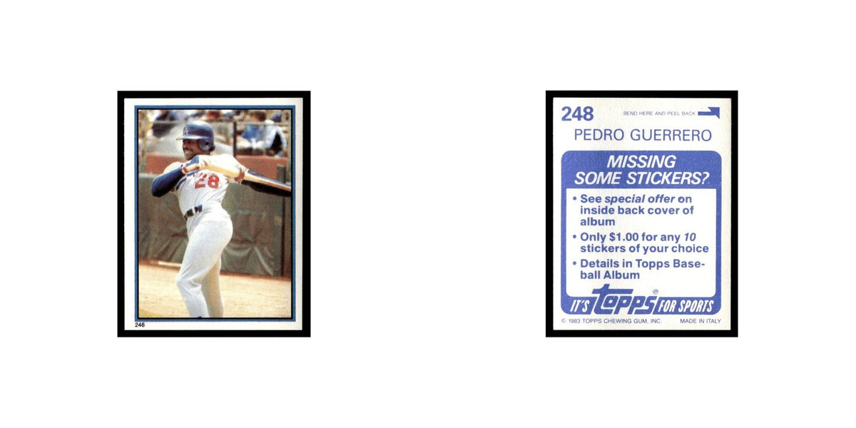 Pedro Guerrero 1983 Topps Stickers #248 Los Angeles Dodgers Baseball Card NM