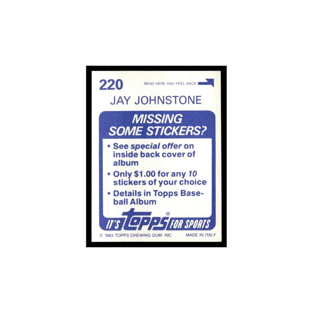 Jay Johnstone 1983 Topps Stickers #220 Chicago Cubs Baseball Card NM