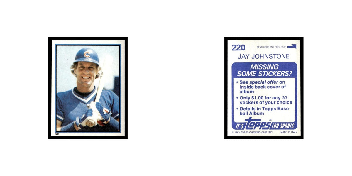 Jay Johnstone 1983 Topps Stickers #220 Chicago Cubs Baseball Card NM