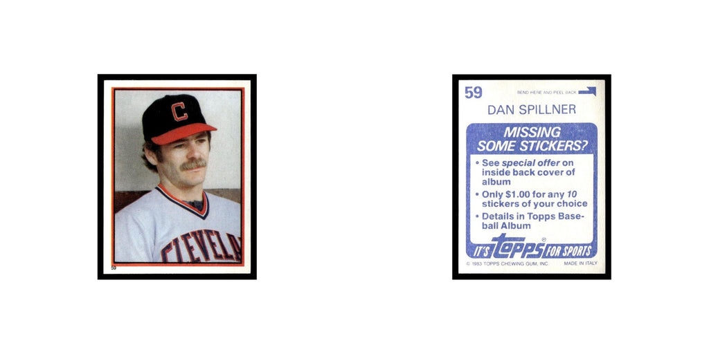 Dan Spillner 1983 Topps Stickers #59 Cleveland Indians Baseball Card NM