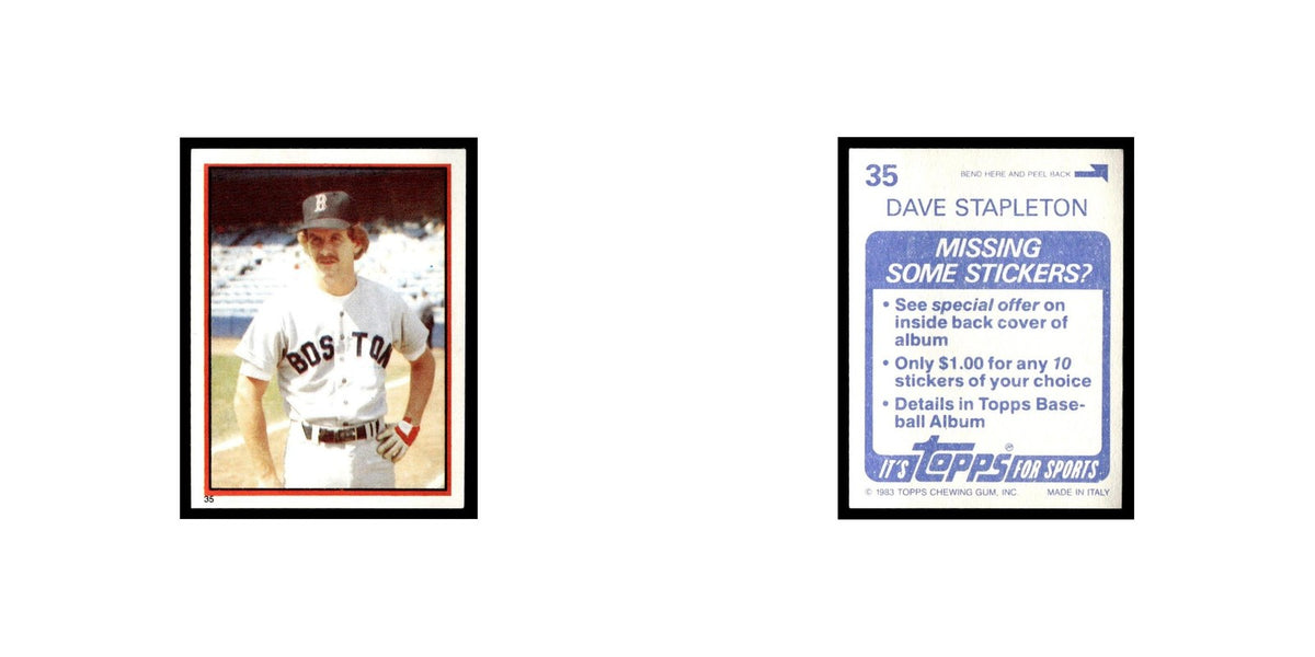 Dave Stapleton 1983 Topps Stickers #35 Boston Red Sox Baseball Card NM