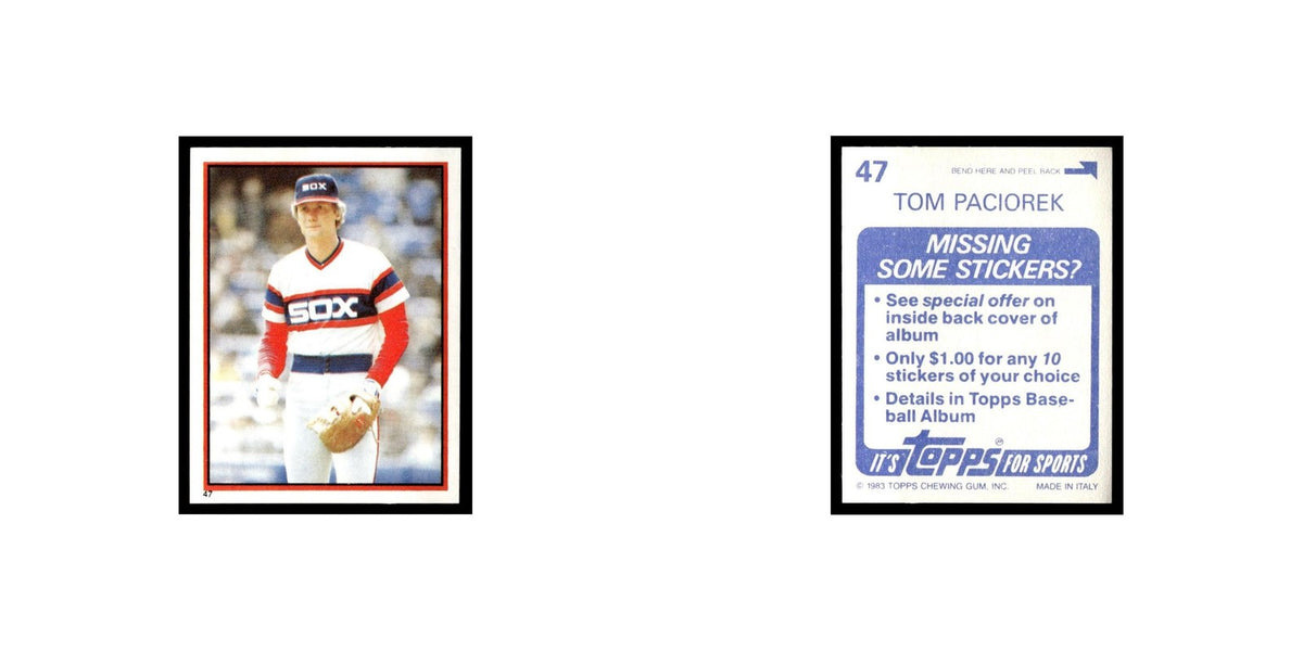 Tom Paciorek 1983 Topps Stickers #47 Chicago White Sox Baseball Card NM