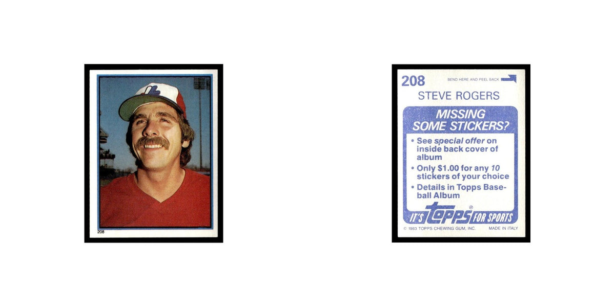 Steve Rogers 1983 Topps Stickers #208 Montreal Expos Baseball Card NM