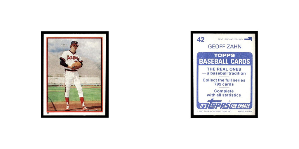 Geoff Zahn 1983 Topps Stickers #42 California Angels Baseball Card NM