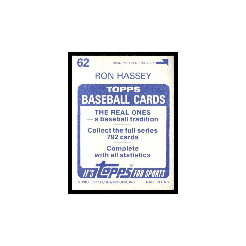 Ron Hassey 1983 Topps Stickers #62 Cleveland Indians Baseball Card NM