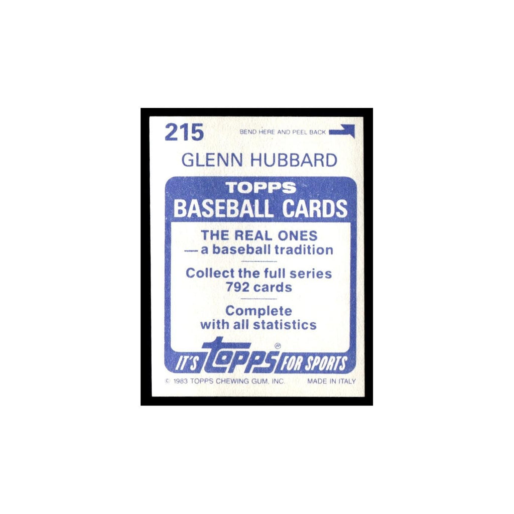 Glenn Hubbard 1983 Topps Stickers #215 Atlanta Braves Baseball Card NM