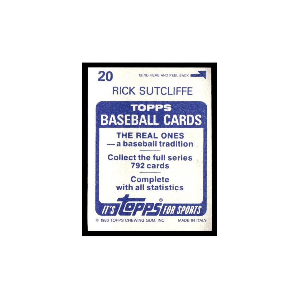 Rick Sutcliffe 1983 Topps Stickers #20 Cleveland Indians Baseball Card NM