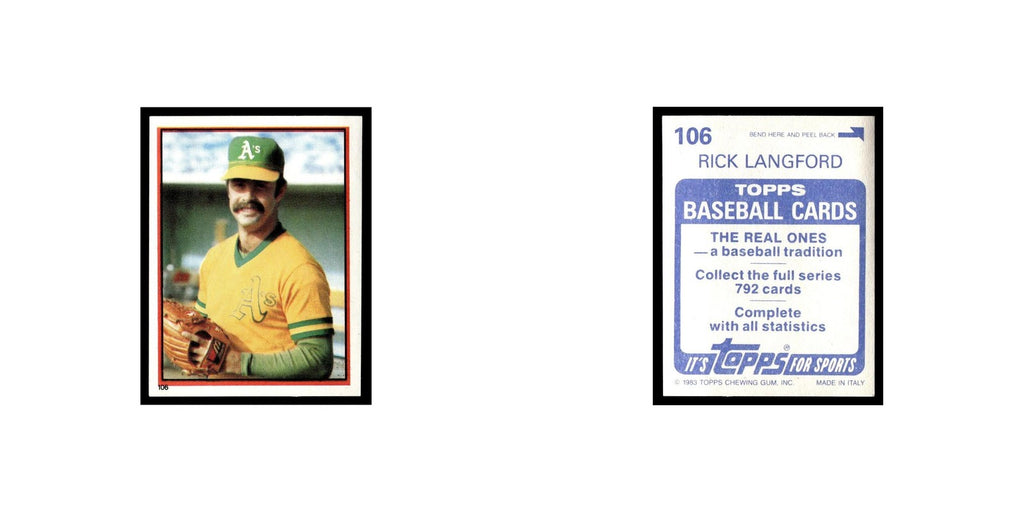 Rick Langford 1983 Topps Stickers #106 Oakland Athletics Baseball Card NM