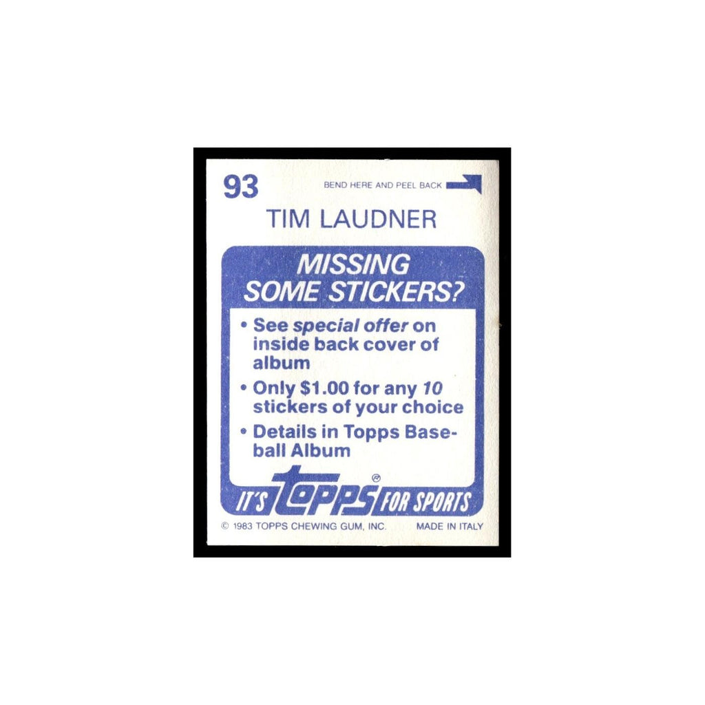 Tim Laudner 1983 Topps Stickers #93 Minnesota Twins Baseball Card NM