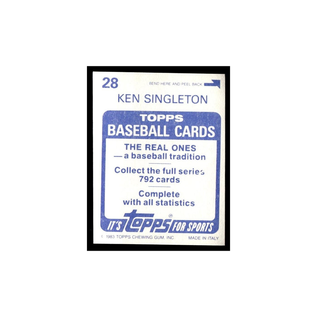 Ken Singleton 1983 Topps Stickers #28 Baltimore Orioles Baseball Card NM
