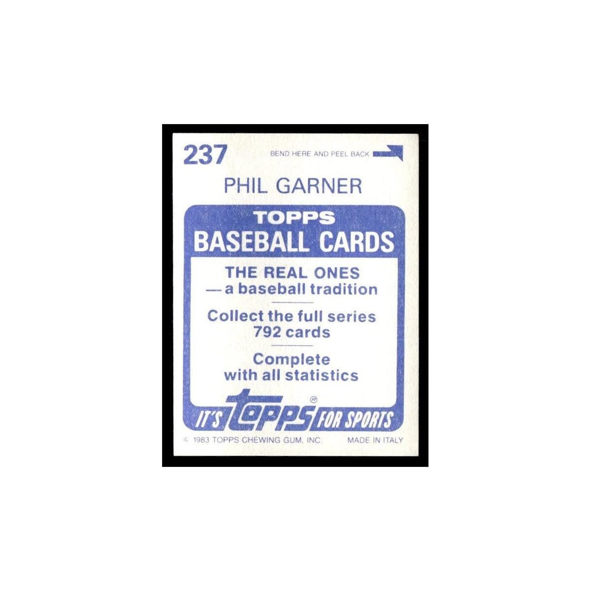 Phil Garner 1983 Topps Stickers #237 Houston Astros Baseball Card NM