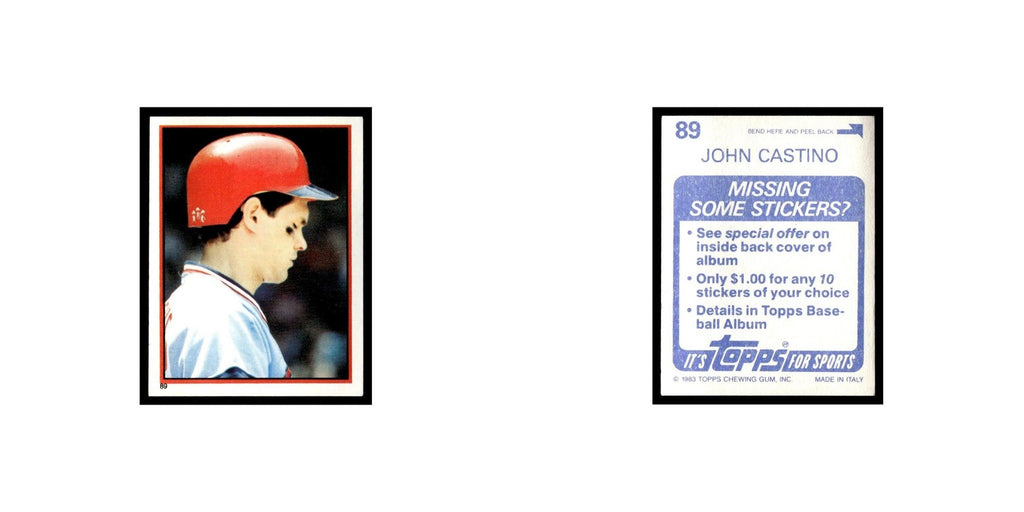 John Castino 1983 Topps Stickers #89 Minnesota Twins Baseball Card NM