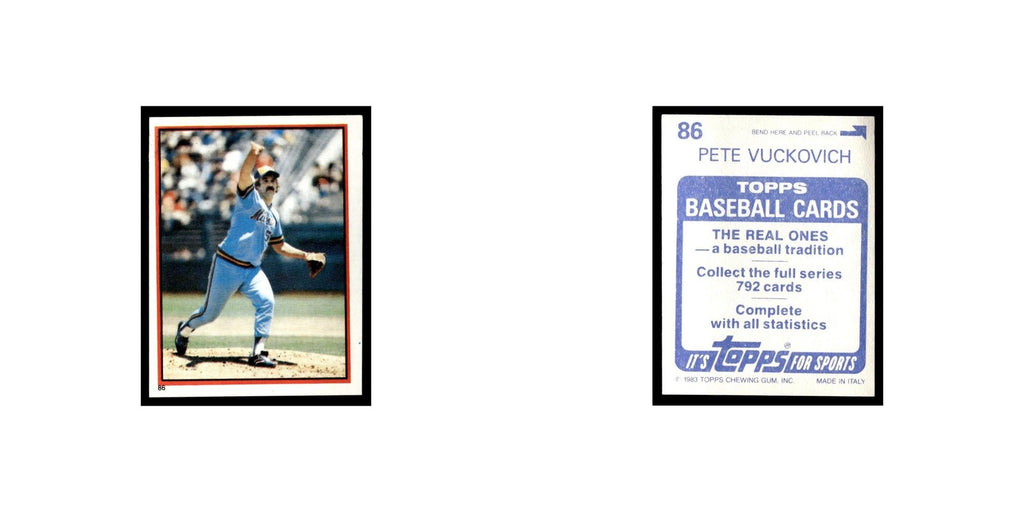 Pete Vuckovich 1983 Topps Stickers #86 Milwaukee Brewers Baseball Card NM