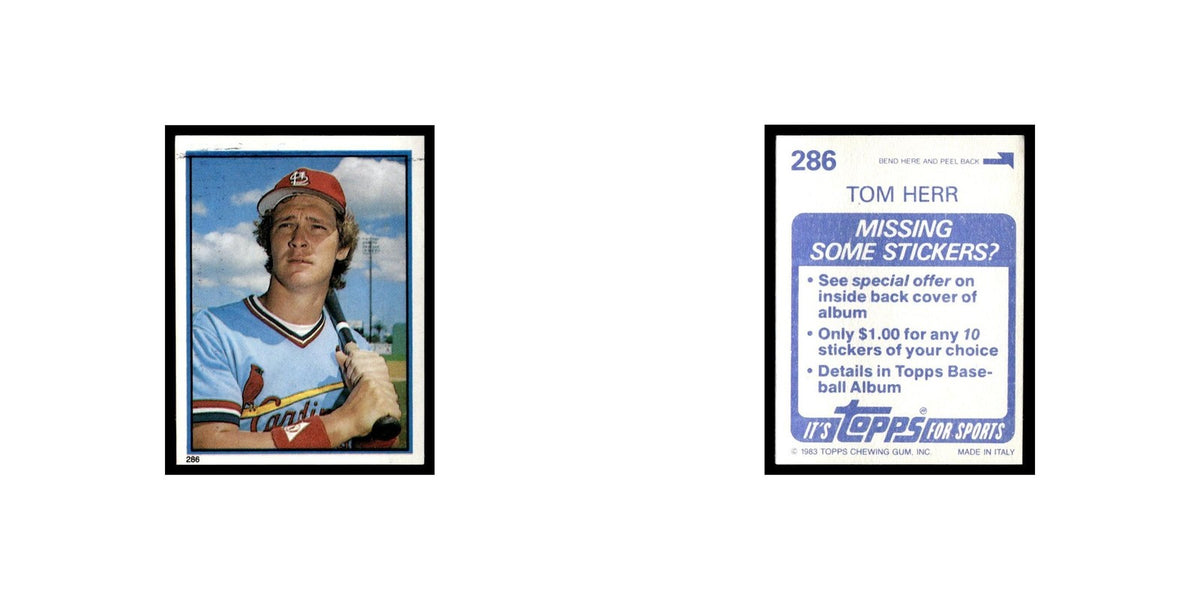Tom Herr 1983 Topps Stickers #286 St. Louis Cardinals Baseball Card NM