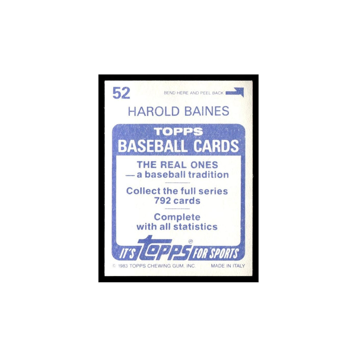 Harold Baines 1983 Topps Stickers #52 Chicago White Sox Baseball Card NM