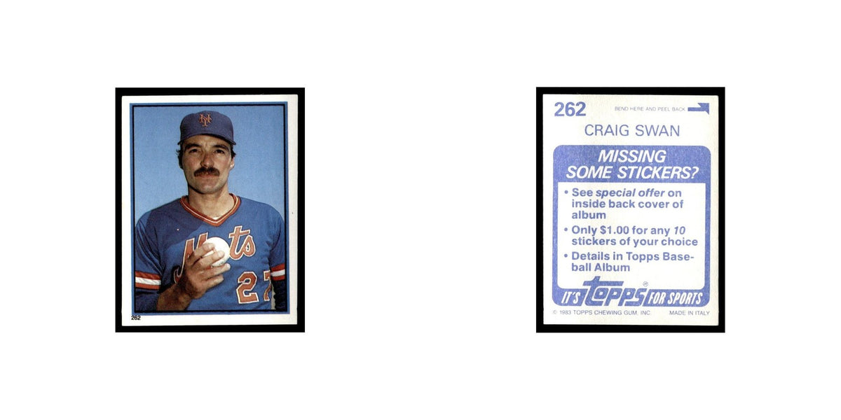 Craig Swan 1983 Topps Stickers #262 New York Mets Baseball Card NM