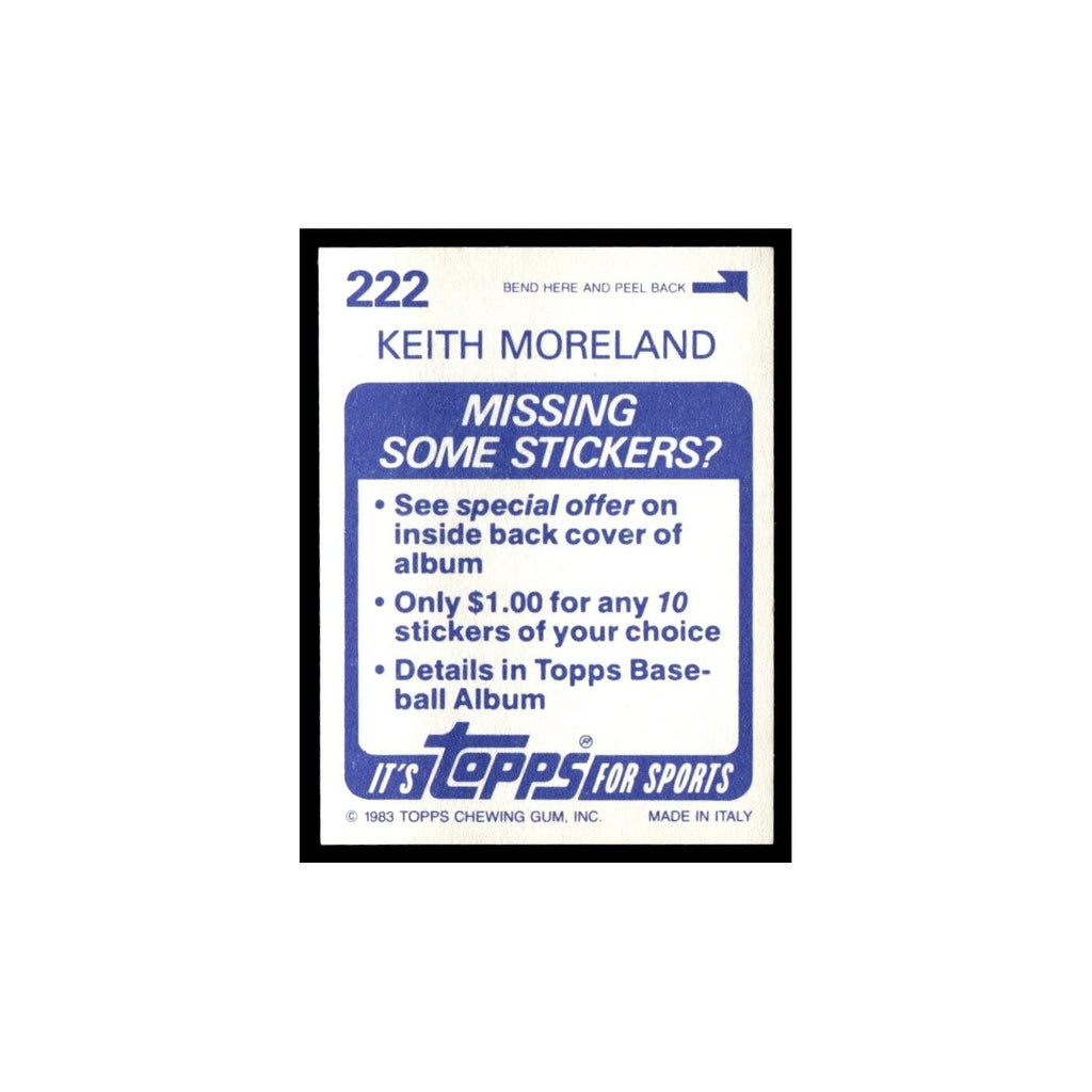 Keith Moreland 1983 Topps Stickers #222 Chicago Cubs Baseball Card NM