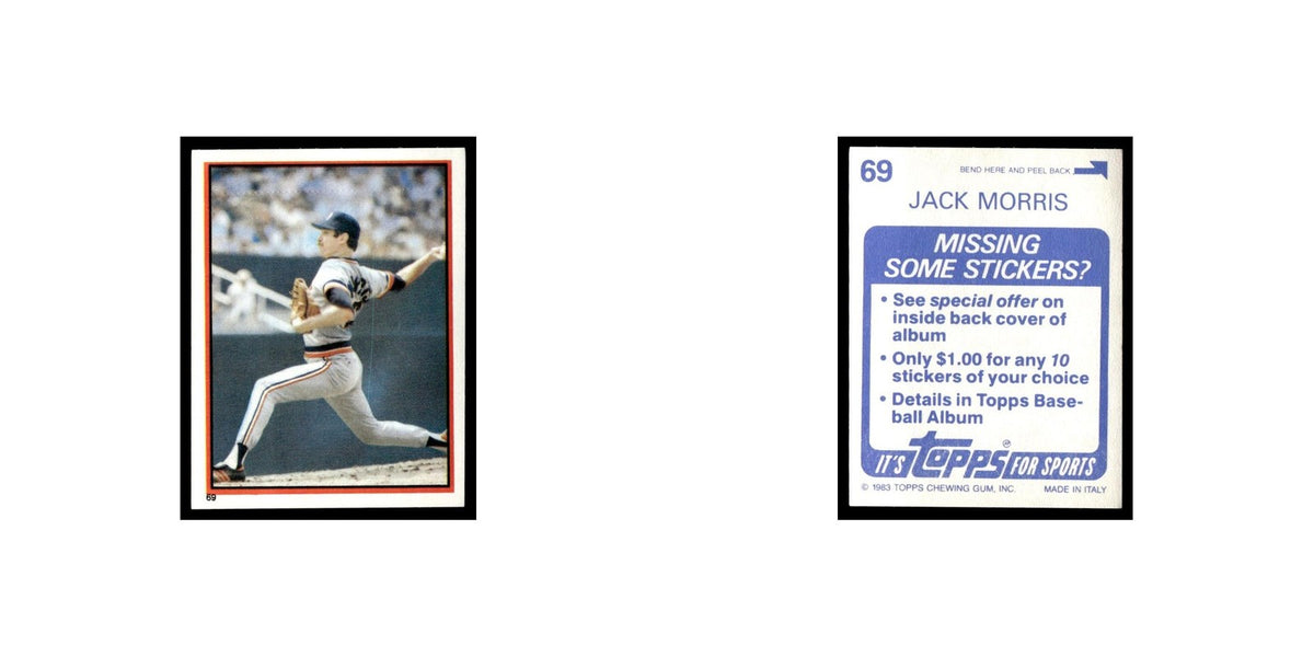 Jack Morris 1983 Topps Stickers #69 Detroit Tigers Baseball Card NM