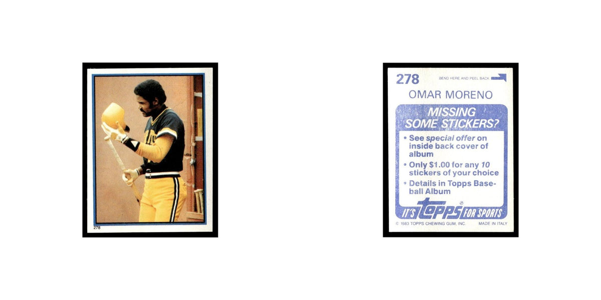 Omar Moreno 1983 Topps Stickers #278 Pittsburgh Pirates Baseball Card NM