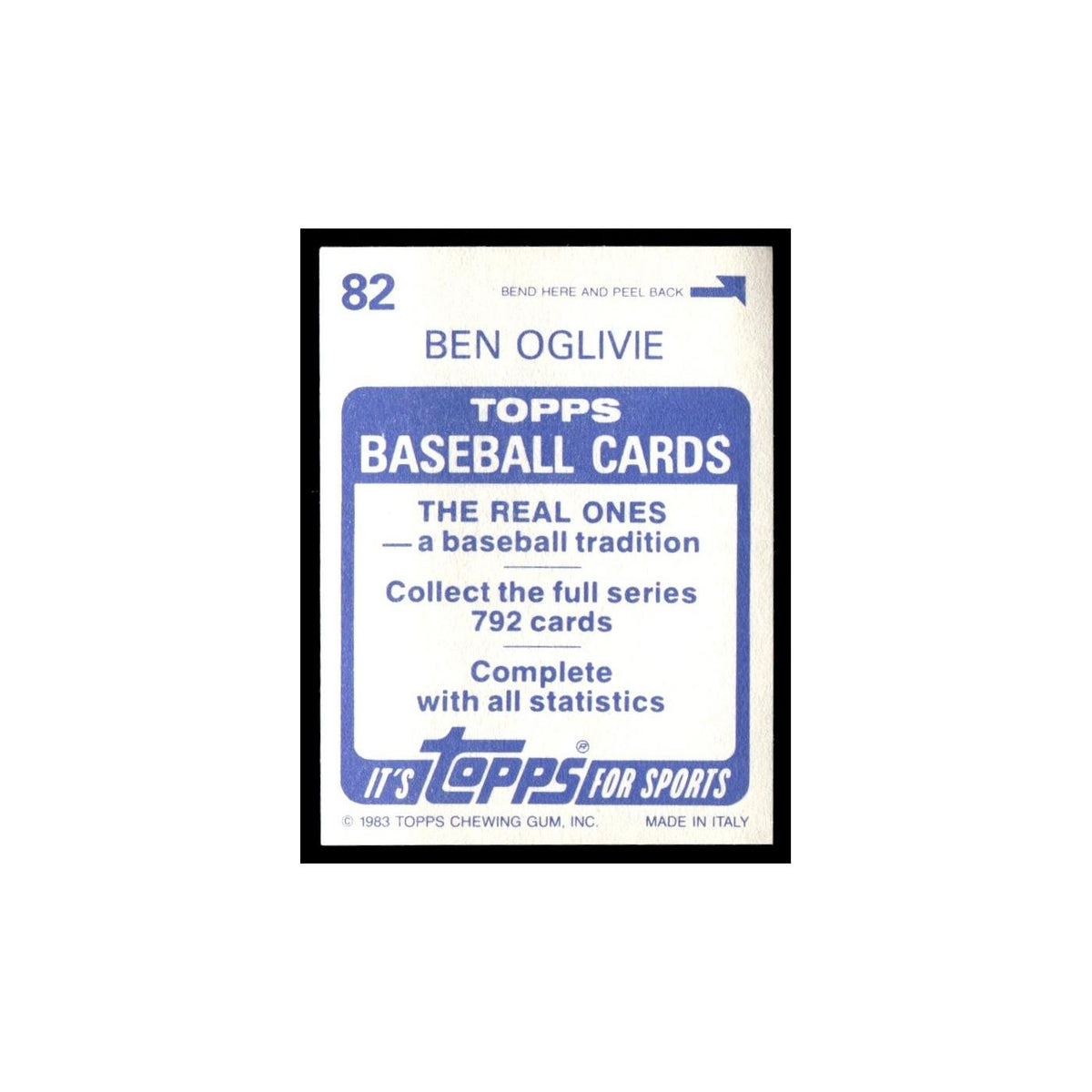 Ben Oglivie 1983 Topps Stickers #82 Milwaukee Brewers Baseball Card NM