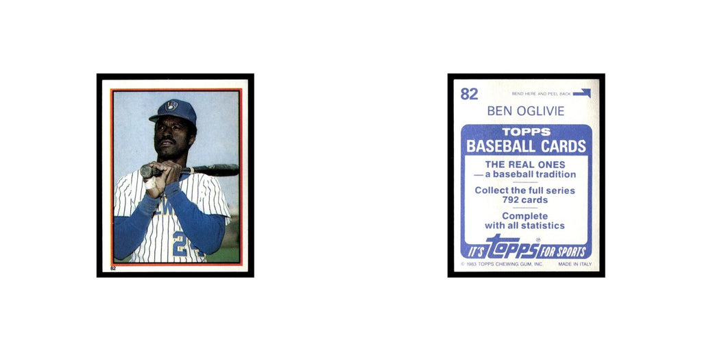Ben Oglivie 1983 Topps Stickers #82 Milwaukee Brewers Baseball Card NM