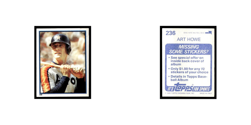 Art Howe 1983 Topps Stickers #236 Houston Astros Baseball Card NM