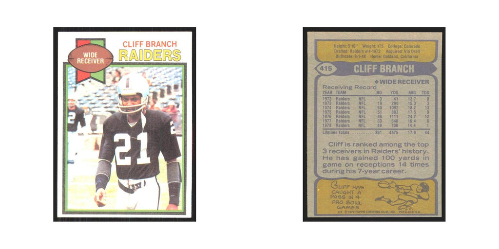 1979 Topps Cliff Branch Raiders #415