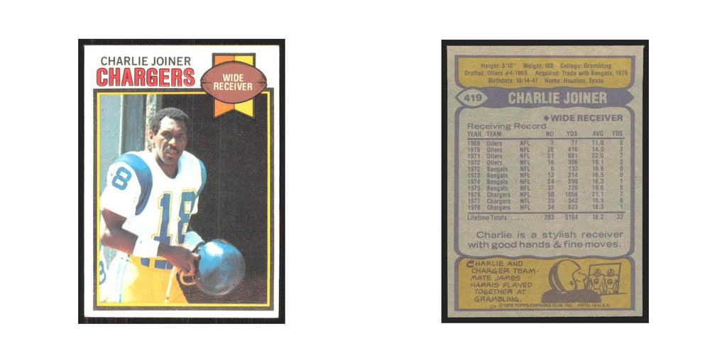 1979 Topps Charlie Joiner San Diego Chargers #419