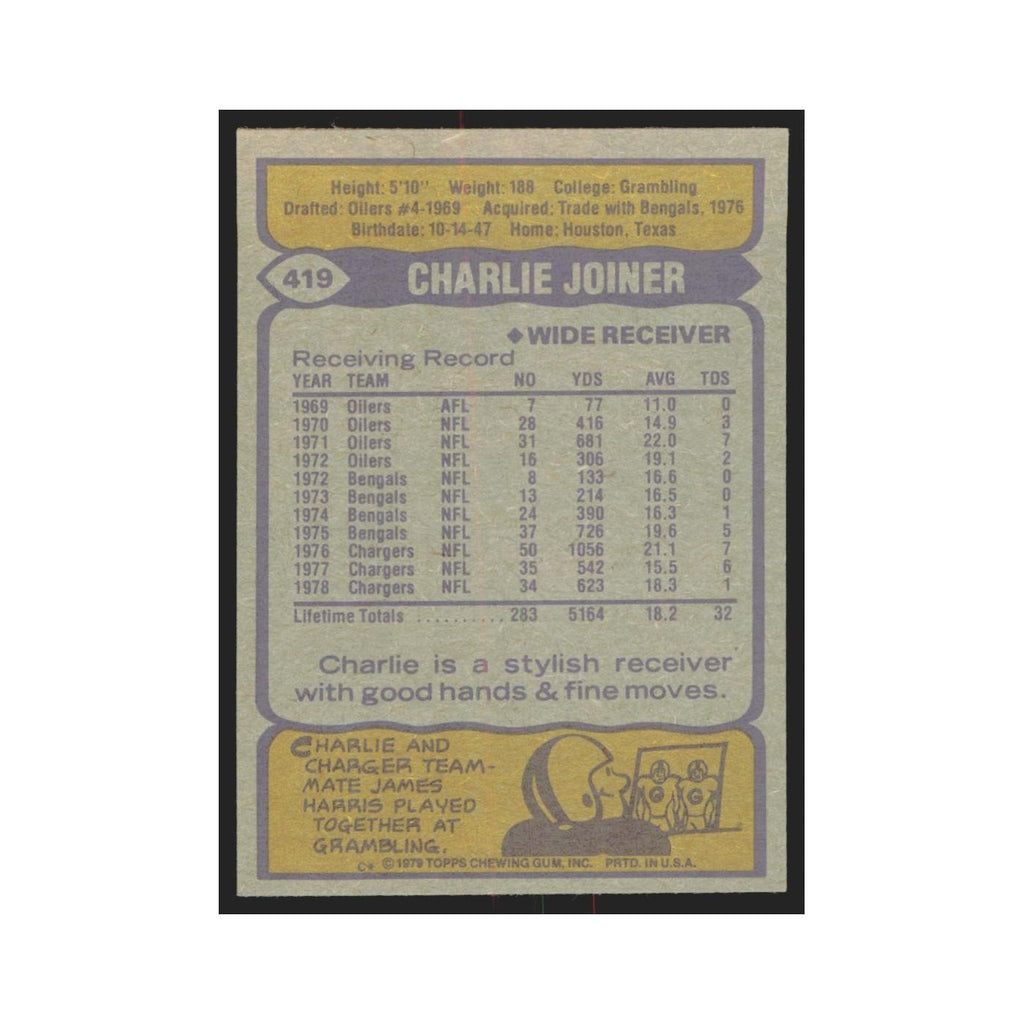1979 Topps Charlie Joiner San Diego Chargers #419