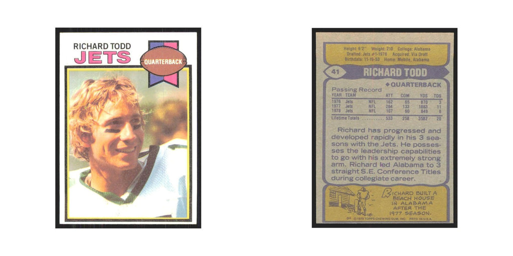1979 Topps Richard Todd Jets #41
