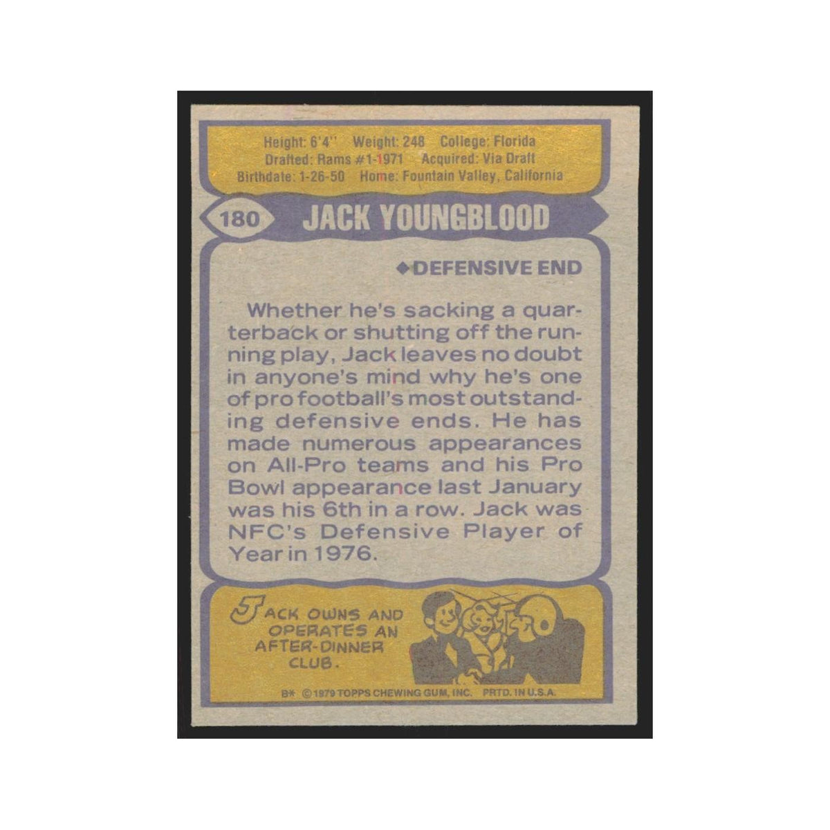 1979 Topps Jack Youngblood Rams #180.0