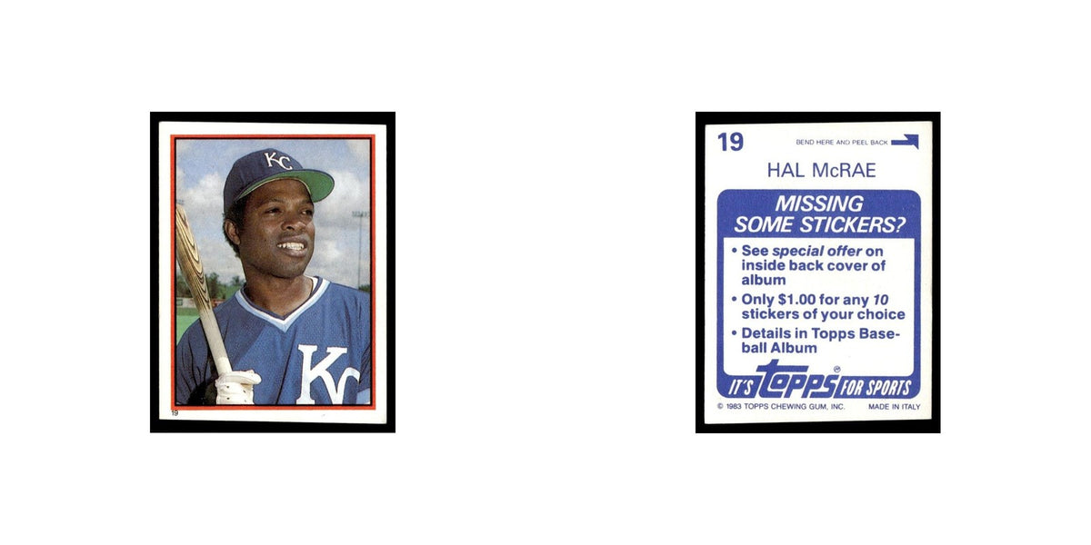 Hal McRae 1983 Topps Stickers #19 Kansas City Royals Baseball Card NM