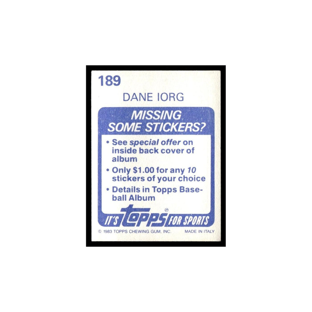 Dane Iorg 1983 Topps Stickers #189 St. Louis Cardinals Baseball Card NM