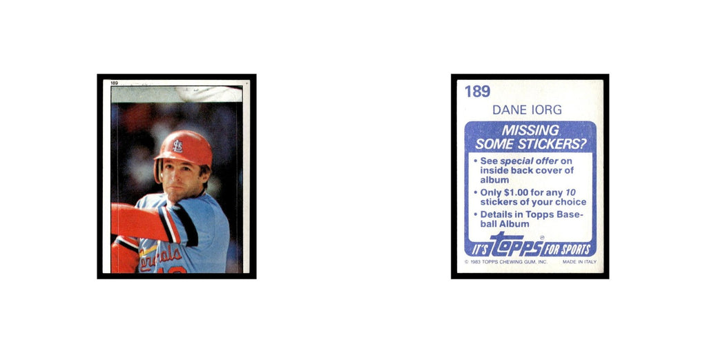 Dane Iorg 1983 Topps Stickers #189 St. Louis Cardinals Baseball Card NM