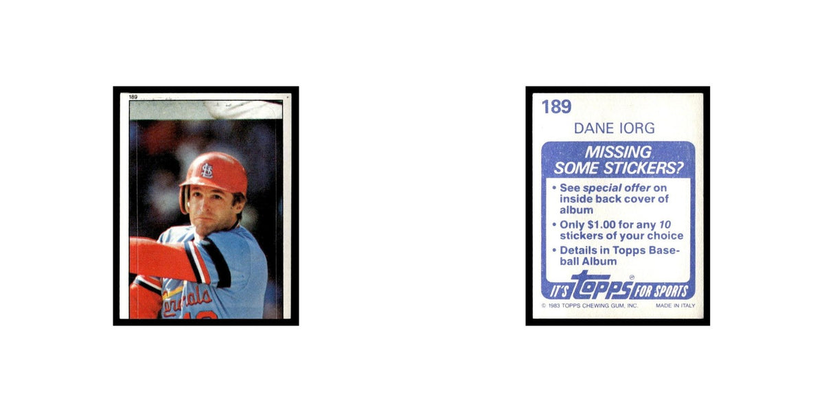 Dane Iorg 1983 Topps Stickers #189 St. Louis Cardinals Baseball Card NM