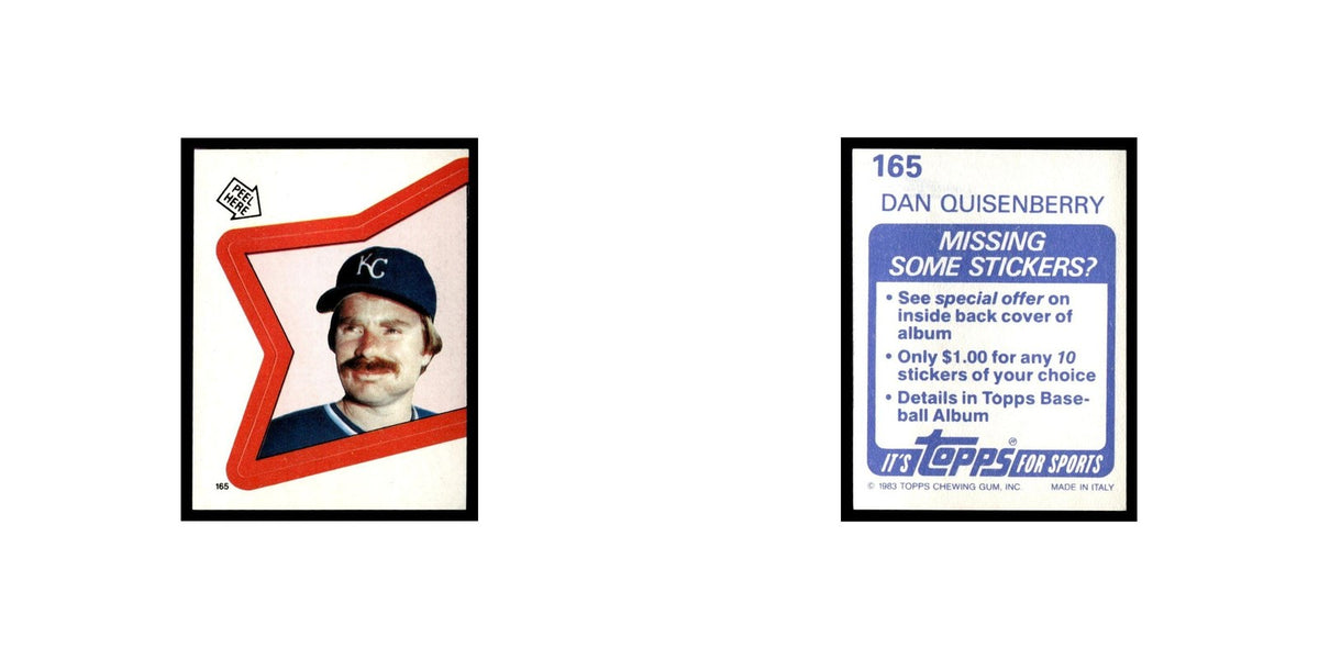 Dan Quisenberry 1983 Topps Stickers #165 Kansas City Royals Baseball Card NM